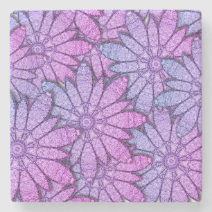 Posavasos De Piedra Flores Moradas Divertidas
