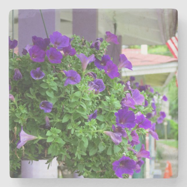 Posavasos De Piedra Flores moradas - Viñedo de Martha (Anverso)