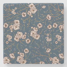 Posavasos De Piedra Flores pequeñas patrón azul claro