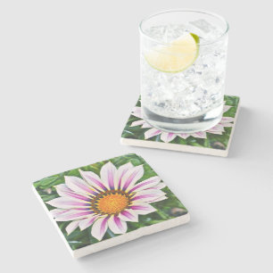 POSAVASOS DE PIEDRA FLORES PURPLES Y BLANCOS DE FLORES CON CENTRO DE O