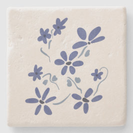 Posavasos De Piedra Flores románticas azules