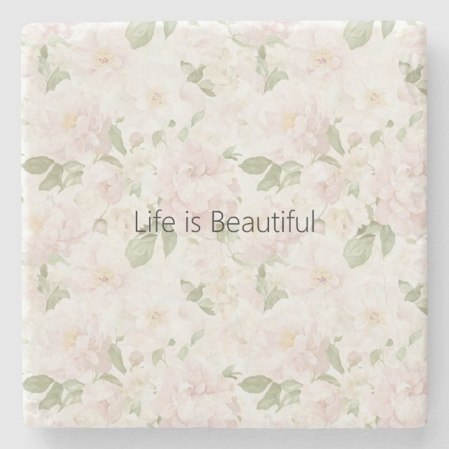Posavasos De Piedra Flores rosadas Pretty Blush (Anverso)