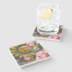 Posavasos De Piedra Flores rosas y sol - Viñedo de Martha