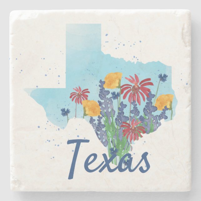 Posavasos De Piedra Flores silvestres de Texas Bluebonnet (Anverso)