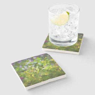 Posavasos De Piedra Flores silvestres Impasto Pintura - Arte de flores