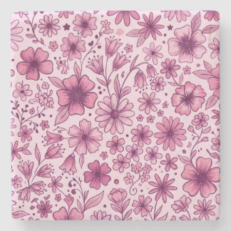 Posavasos De Piedra Flores silvestres rosadas lindas