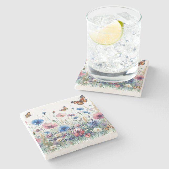 Posavasos De Piedra Flores silvestres y cotización (Lateral)