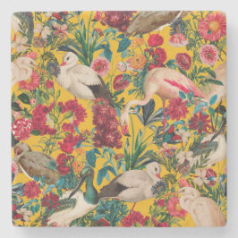 POSAVASOS DE PIEDRA FLORES Y AVES XVIII