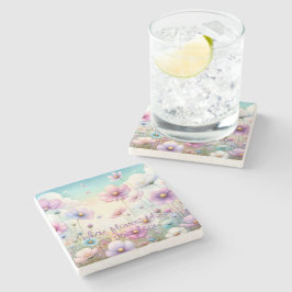 Posavasos De Piedra Flores y comillas Cosmos