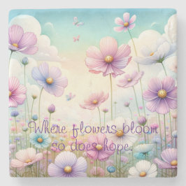 Posavasos De Piedra Flores y comillas Cosmos