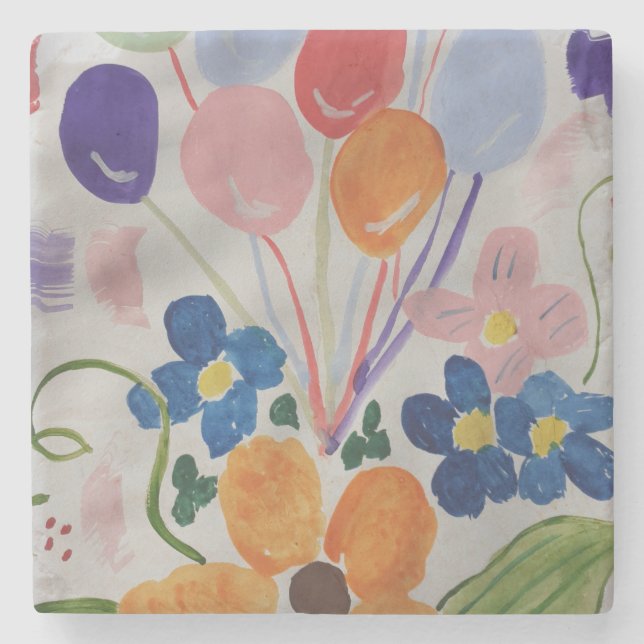 Posavasos De Piedra Flores y globos (Anverso)