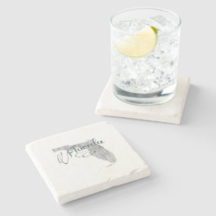 Posavasos De Piedra Florida Forma de mapa de estado de tipografía de 