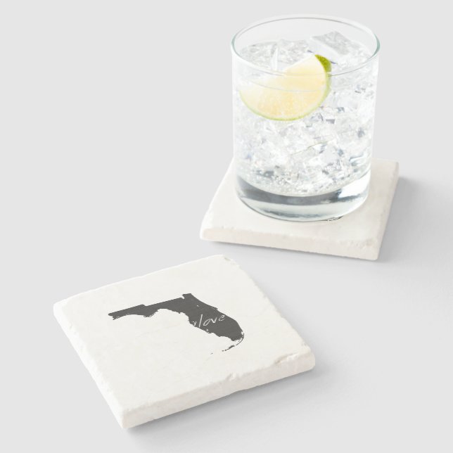 Posavasos De Piedra Florida Love State Shaped Black Chalkboard (Lateral)