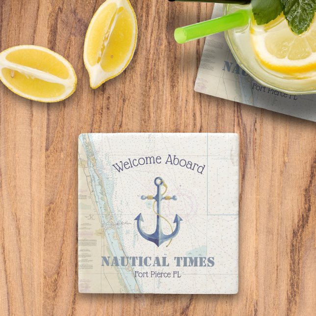 Posavasos De Piedra ⚓ Florida Nautical Bote Name + Welcome Aboard (⚓ Florida Nautical Boat Name + Welcome Aboard Stone Coaster
)