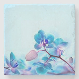 Posavasos De Piedra Flower  blue coaster