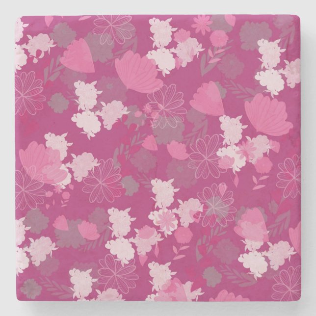Posavasos De Piedra flower pink (Anverso)