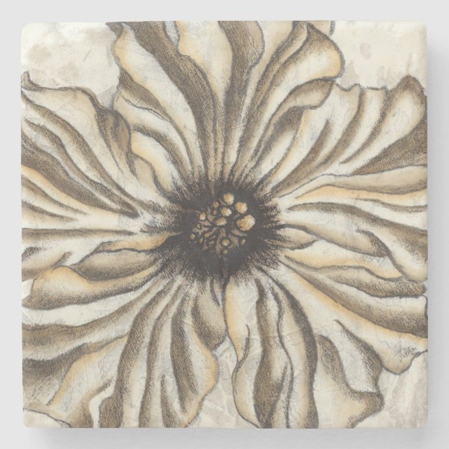 Posavasos De Piedra Flowerhead Fresco en Tan fondo (Anverso)