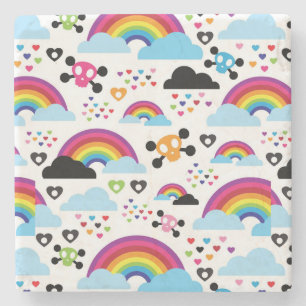 Posavasos De Piedra Fondo adolescente del cráneo del arco iris del em