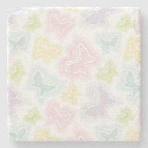 Posavasos De Piedra Fondo con las mariposas en acuarela