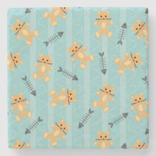 Posavasos De Piedra fondo con los gatos