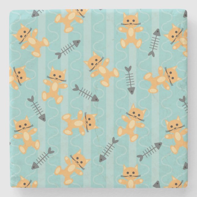 Posavasos De Piedra fondo con los gatos (Anverso)