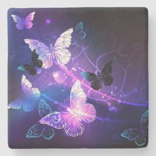 Posavasos De Piedra Fondo con mariposas nocturnas