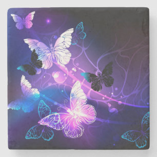 Posavasos De Piedra Fondo con mariposas nocturnas