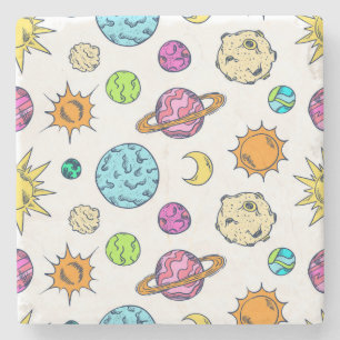 Posavasos De Piedra Fondo cósmico de Doodles espaciales