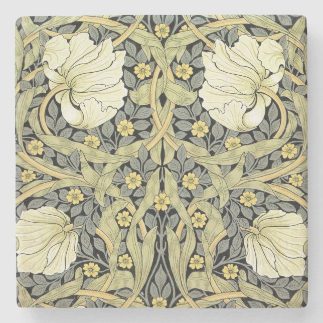 Posavasos De Piedra Fondo de escritorio floral William Morris Pimperne (Anverso)