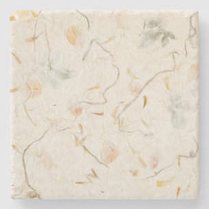 Posavasos De Piedra Fondo de flores prensadas Papel kraft natural