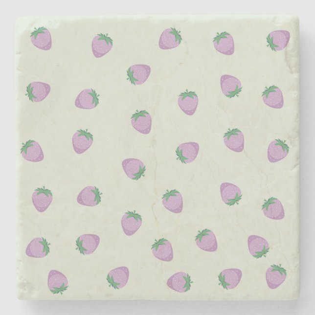 Posavasos De Piedra Fondo de Fresas Violetas (Anverso)