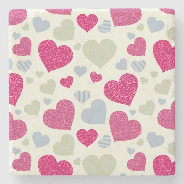 Posavasos De Piedra Fondo de los corazones (Anverso)