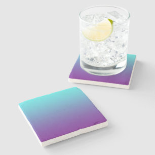 Posavasos De Piedra Fondo degradado simple púrpura turquesa azul