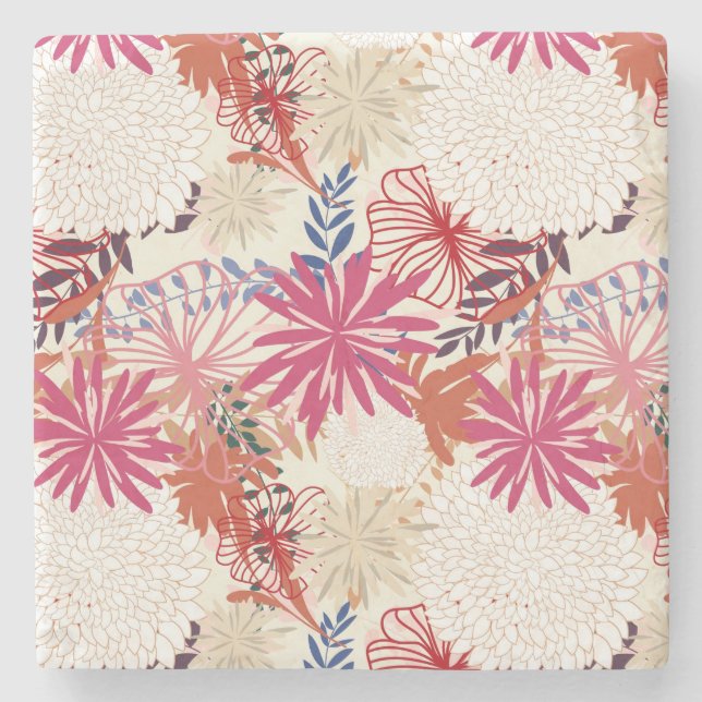 Posavasos De Piedra Fondo floral 3 (Anverso)