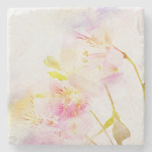 Posavasos De Piedra fondo floral con las flores de la acuarela