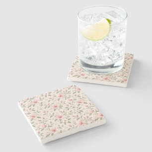 Posavasos De Piedra Fondo floral sin costuras de flor de cerezo rosa s