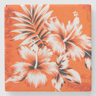 Posavasos De Piedra Fondo hawaiano de la flor del hibisco