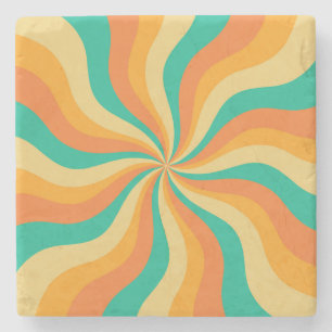 Posavasos De Piedra Fondo Retro 70 de colores vivos