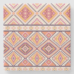 Posavasos De Piedra Fondo tribal azteca a rayas sin soldadura
