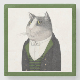 Posavasos De Piedra FOOTMAN CAT Marble Stone Coaster