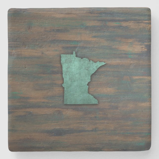 Posavasos De Piedra Forma de Minnesota Verde azulada Rusa (Anverso)