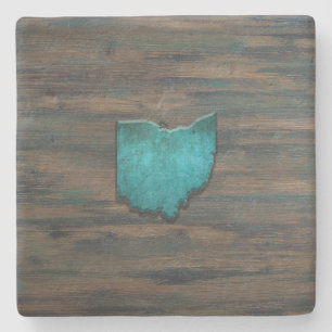 Posavasos De Piedra Forma de Ohio Verde azulada