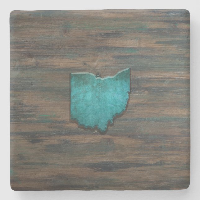 Posavasos De Piedra Forma de Ohio Verde azulada (Anverso)