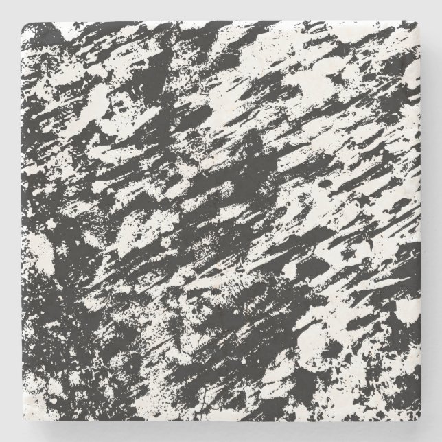 Posavasos De Piedra Formación de hielo abstracto en blanco y negro (Anverso)