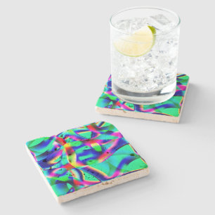Posavasos De Piedra Formas curvadas y muy coloridas, predomina el verd