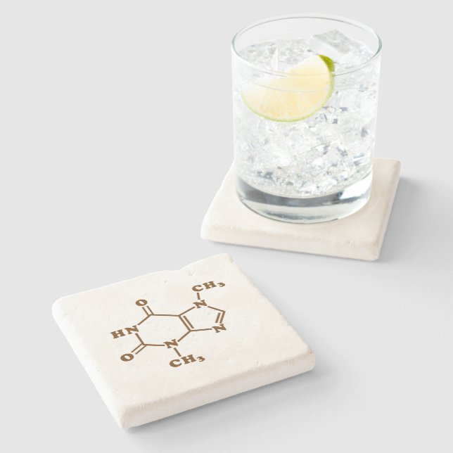 Posavasos De Piedra Fórmula química molecular de teobromina de chocola (Lateral)