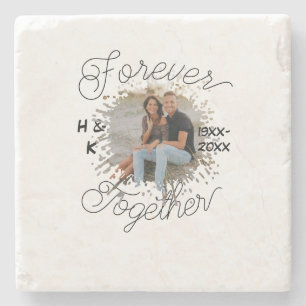 POSAVASOS DE PIEDRA FOTO DE ANIVERSARIO DE PAREJA JUNTOS PARA SIEMPRE 