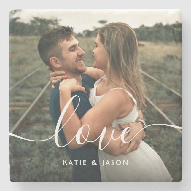 Posavasos De Piedra Foto de Boda de amor de script (Anverso)