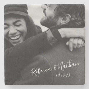 Posavasos De Piedra Foto de boda de pareja con amor personalizado Fech
