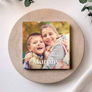 Posavasos De Piedra Foto de familia con monograma de apellido personal